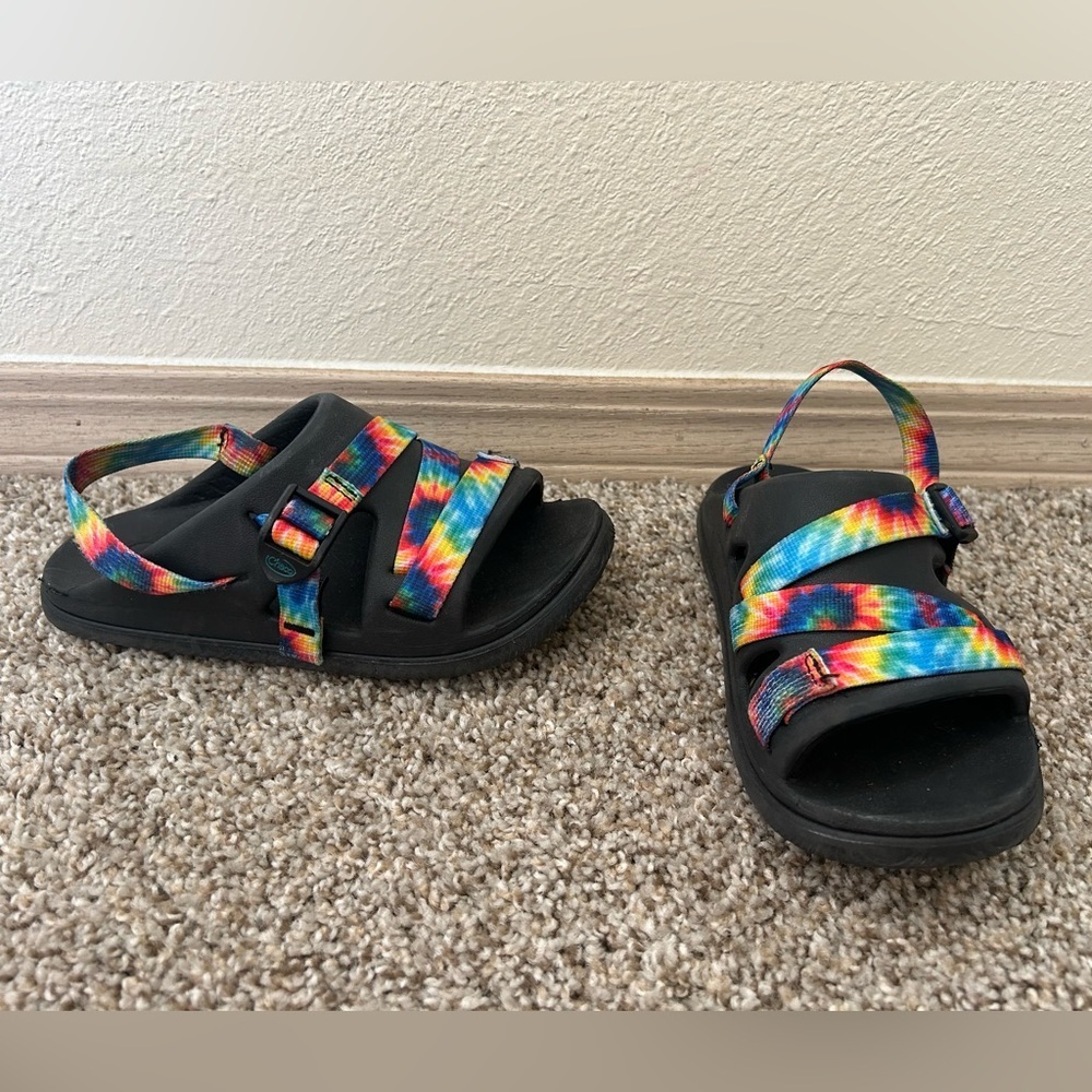 Chaco Chillos Sport Kids Sandals Dark Tie-Dye Strap Black Multicolor Unisex Sz 2